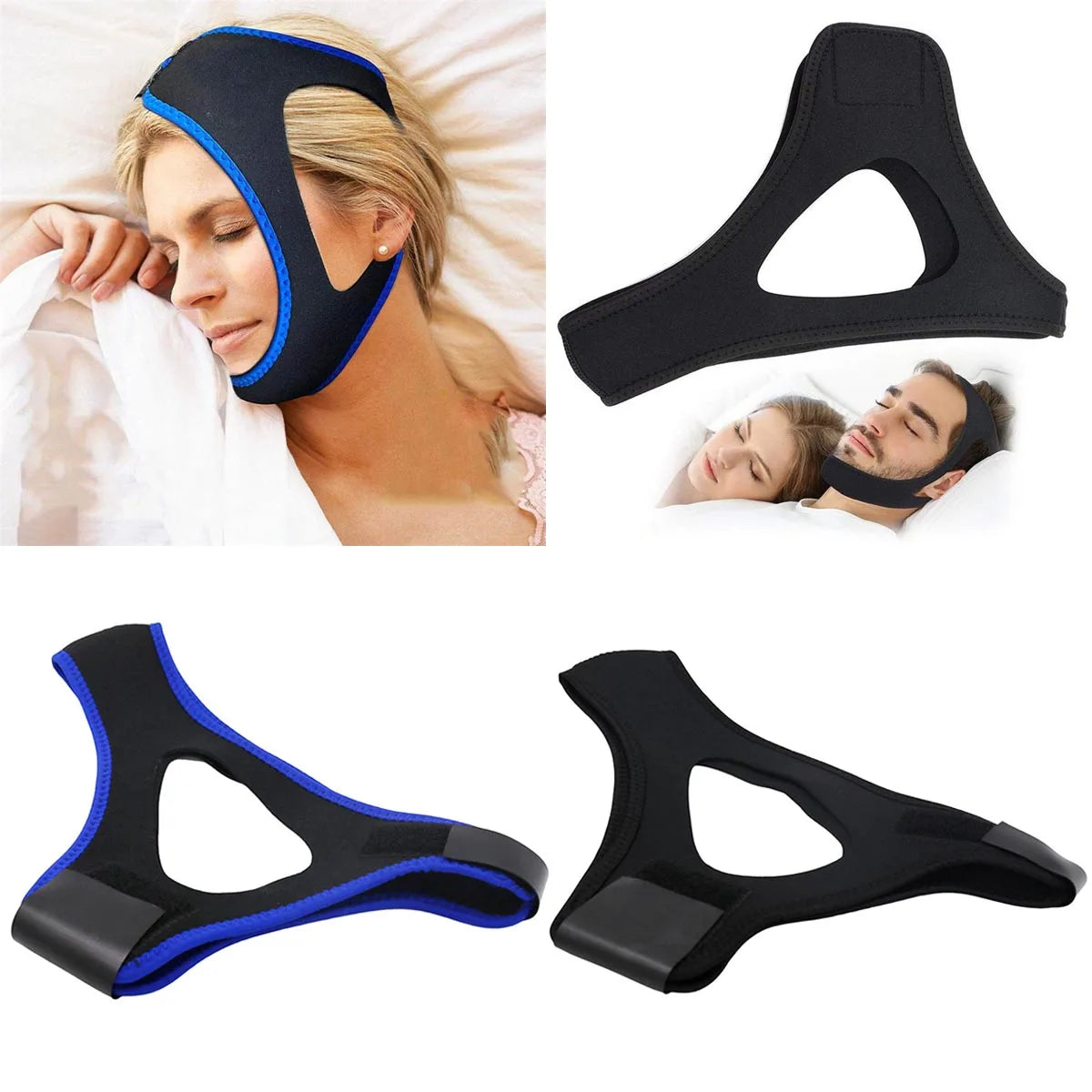 Anti-snoring Mouthpieces Chin Strap Sleep Care Breathable and Comfortable Anti Snore Belt for Men Women Daily Sleeping