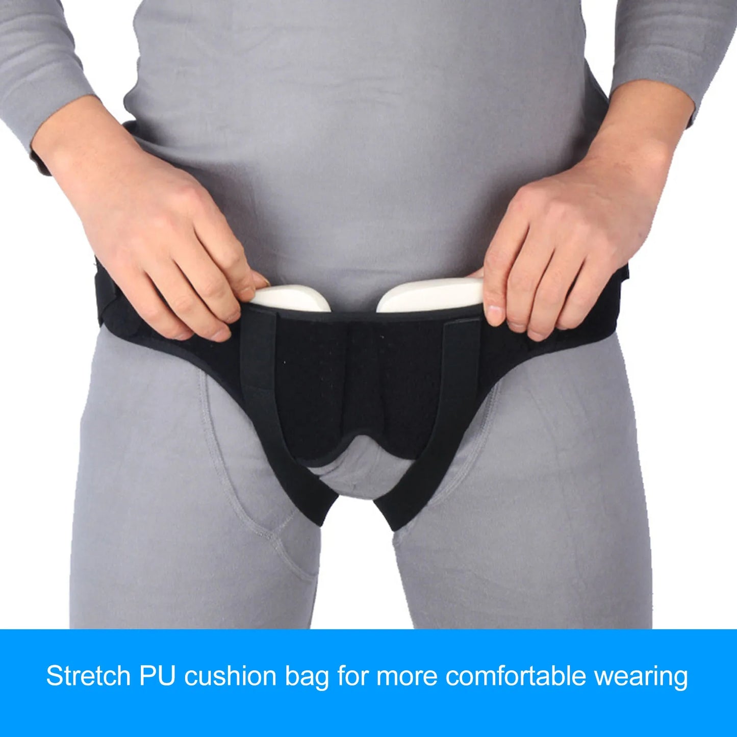 Men Inguinal Hernia Band Easy To Adjust Good Support PU Foam Pad Black Intestinal Hernia Fixing Belt Breathable for Body Care