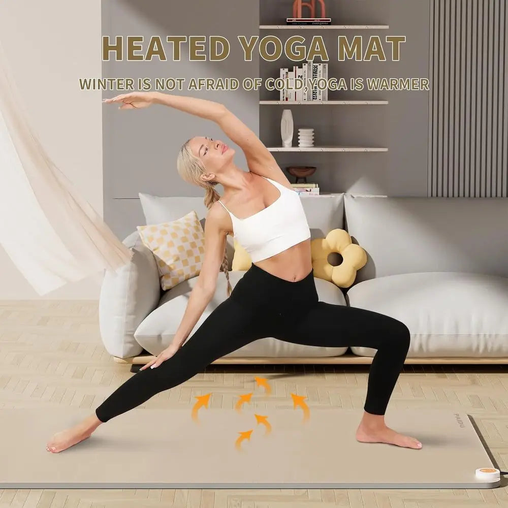Extra Large Anti-Slip Electric Heating Yoga Mat, Adjustable Temperature, Foot Warmer, Winter Suitable for Yoga, Pilates, Exercis