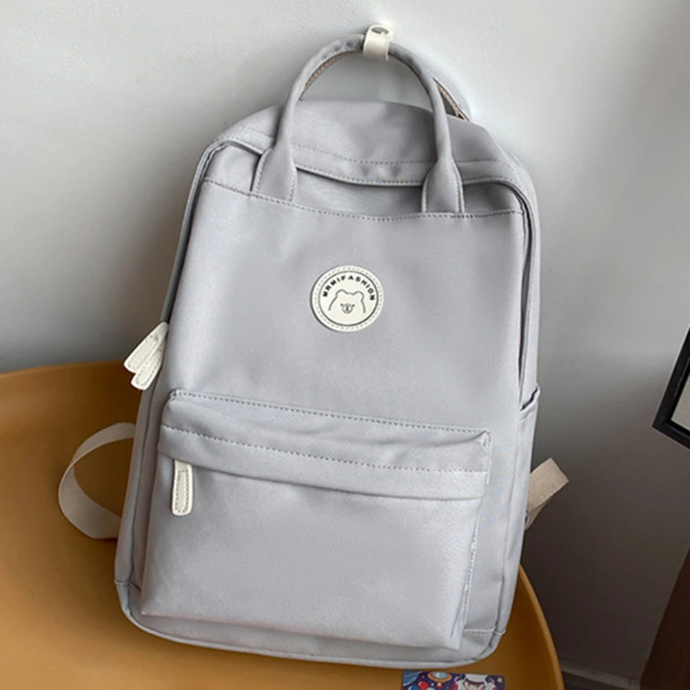 Teens School Backpack Large Capacity with Plush Pendant Childrens Rucksack Solid for Work Camping Sports Travel Backpack