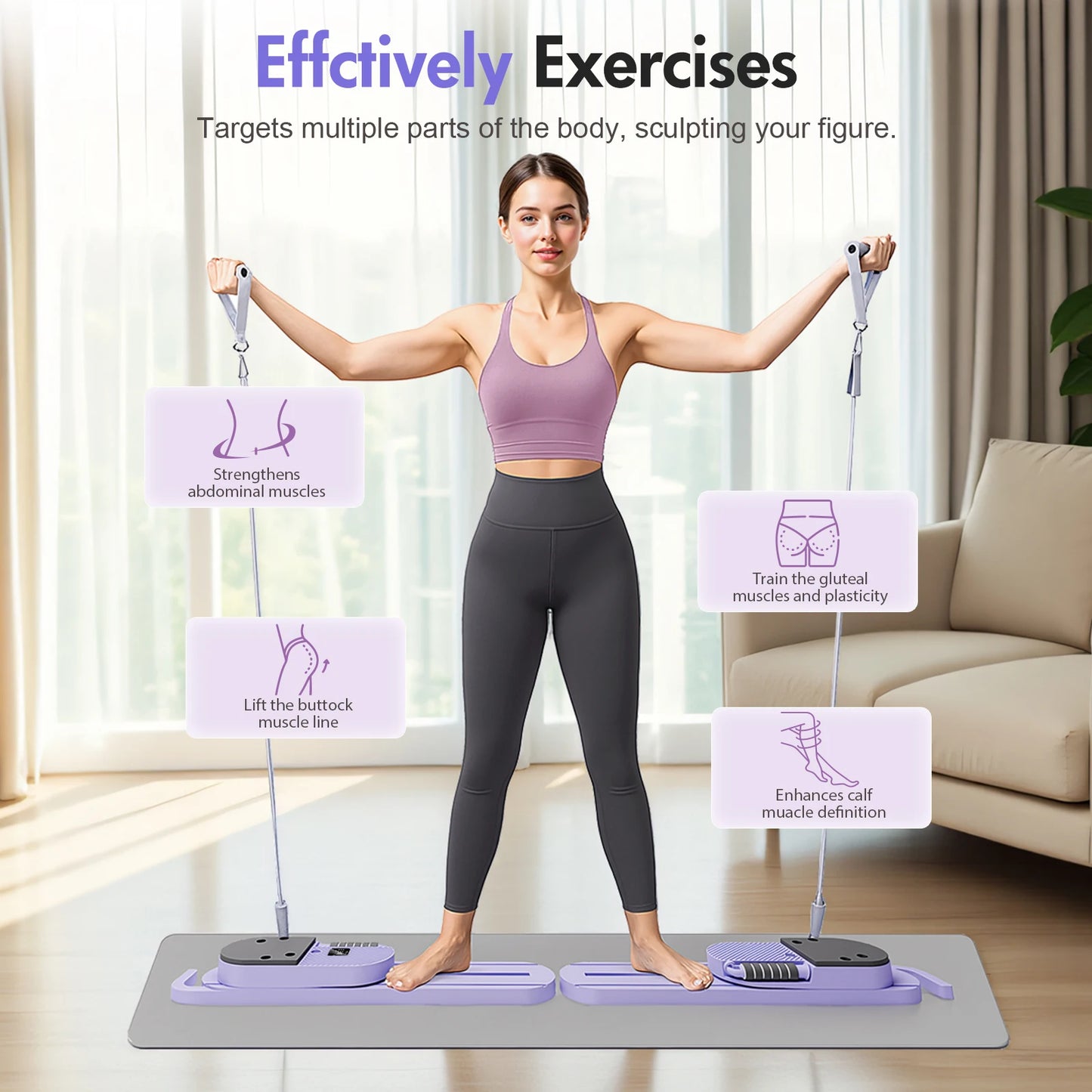 Detachable Abdominal Pilates Board With Resistance Bands For Core Training