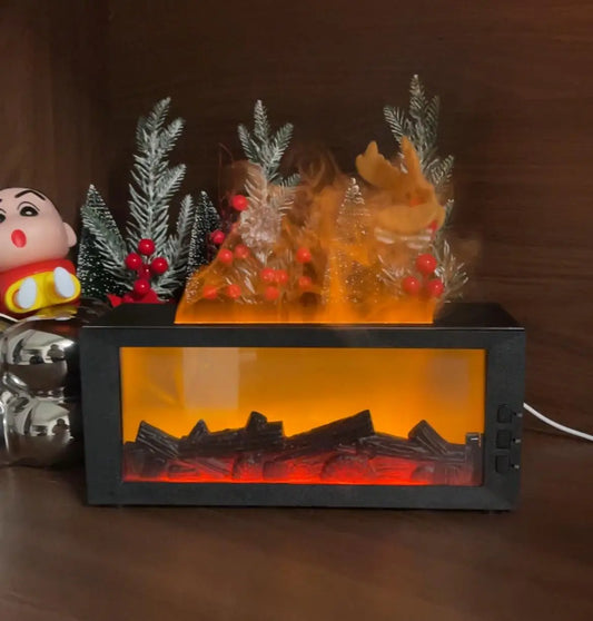 300ml Fireplace Diffuser LED Flame Humidifier 7 Colors Cool Mist Aromatherapy Remote Timer Home Bedroom Office Air Mist Maker