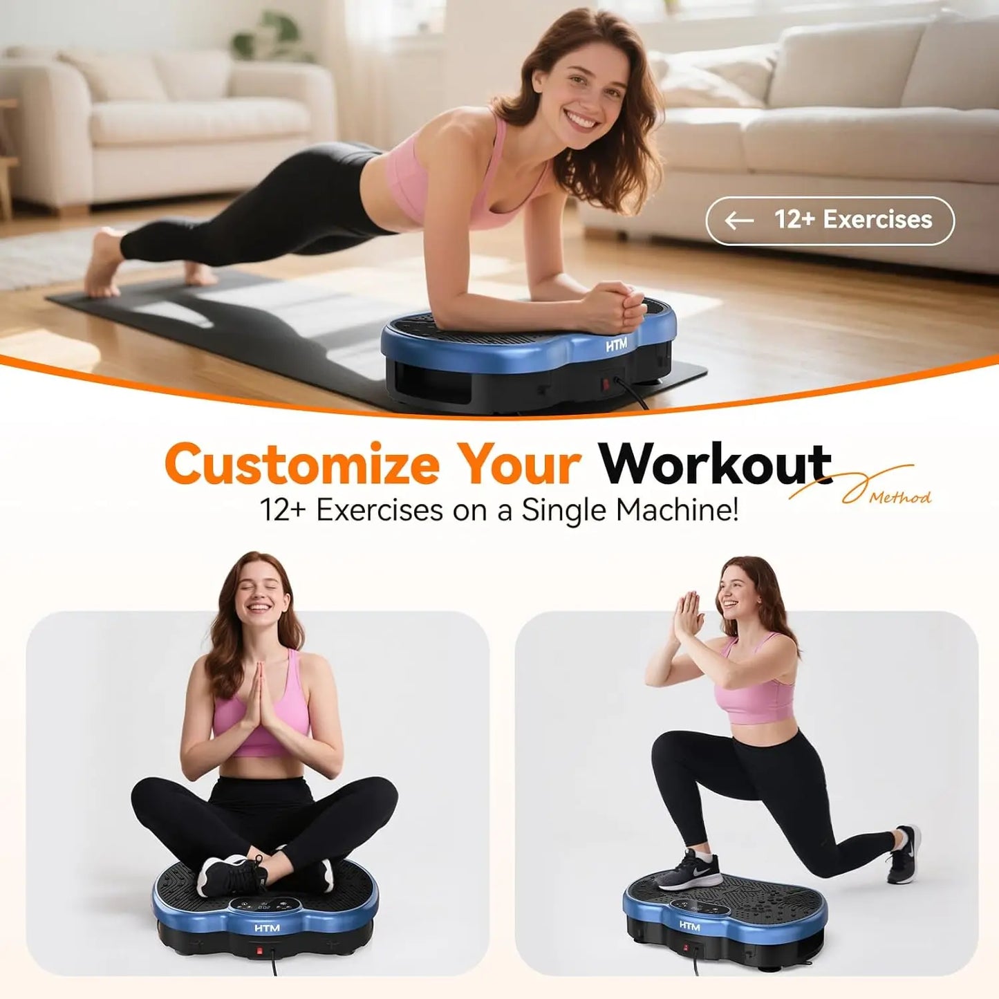 Vibration Plate Exercise Machine 120 Adjustable Speed Levels Calorie Tracking Whole Body Fitness Power Plate for Home Gym Weight