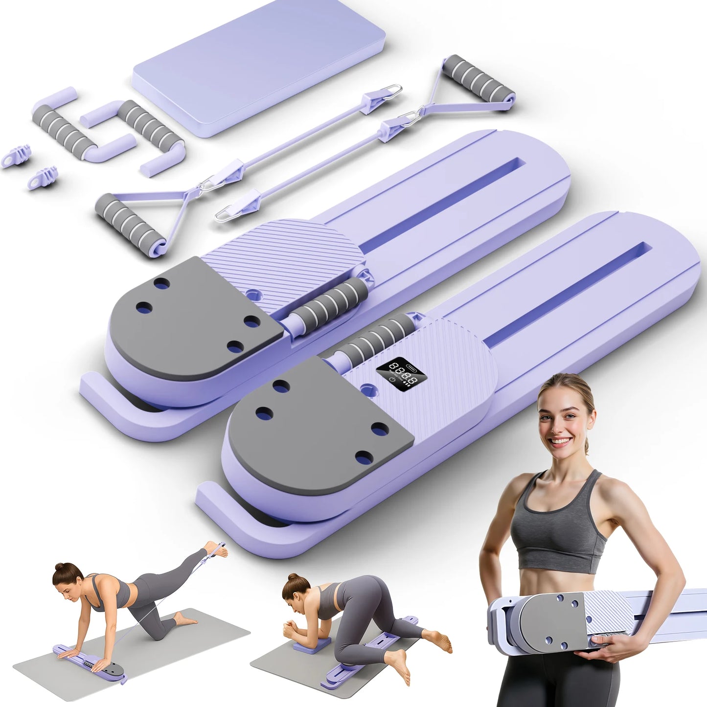 Detachable Abdominal Pilates Board With Resistance Bands For Core Training