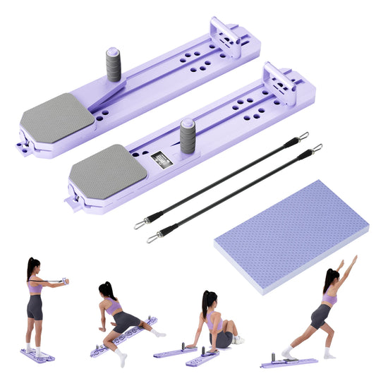 Pilates Board Fitness Equipment Foldable Abdominal Core Workouts Full-Body Ski Balance Board Smart Reps/Kcal/Timer Display